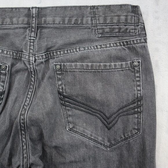 Guess Pants Mens 34 Gray Delmar Slim Straight Button Pocket Cotton Denim Jeans - Picture 14 of 16